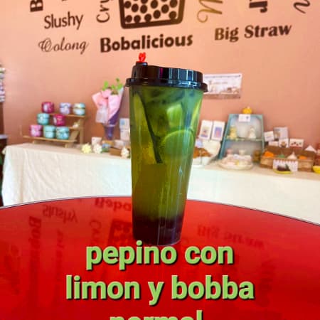 Pepino con Limon y Boba Normal a las Rocas