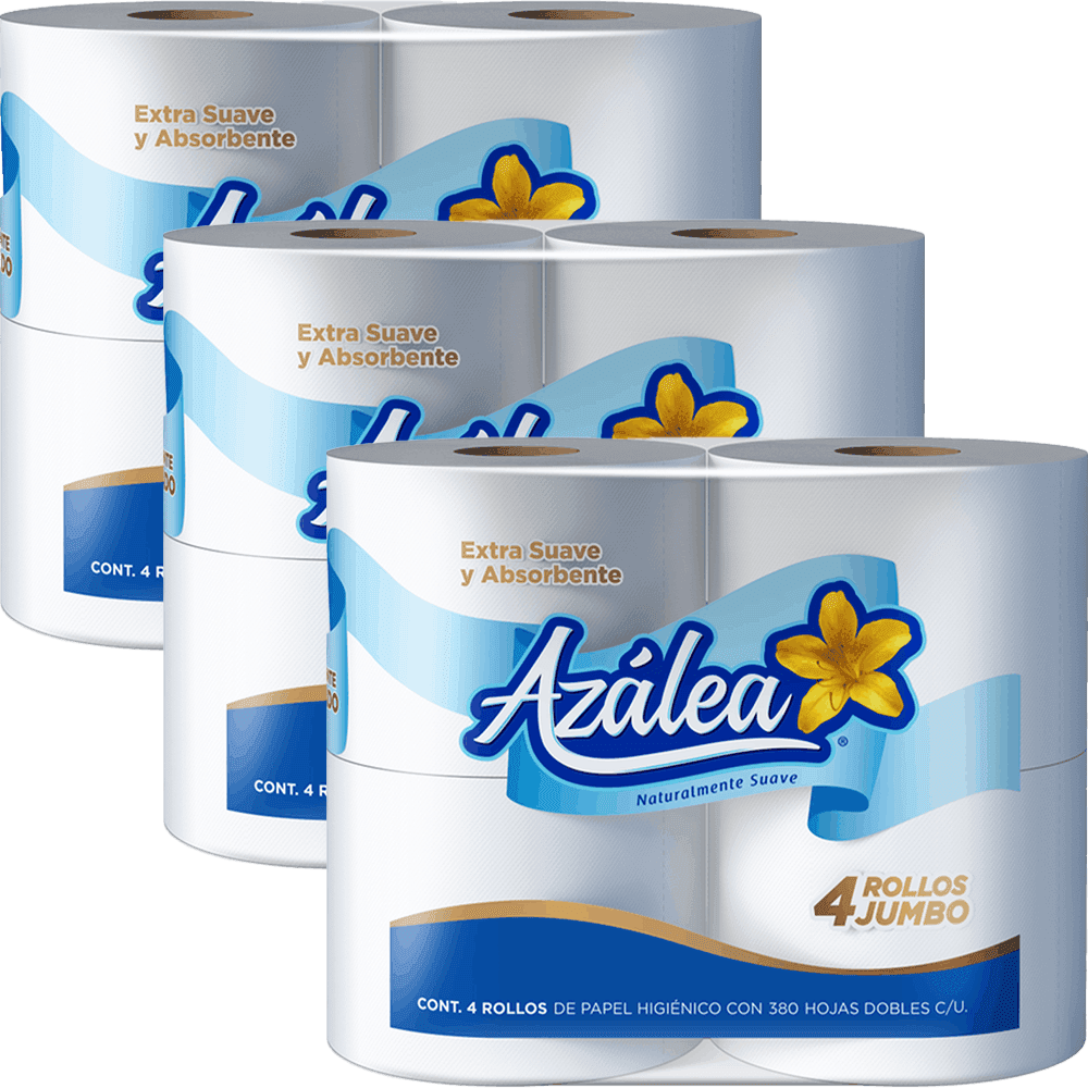 3 PAPEL HIGIENICO AZALEA 4 ROLLOS 350 HOJAS