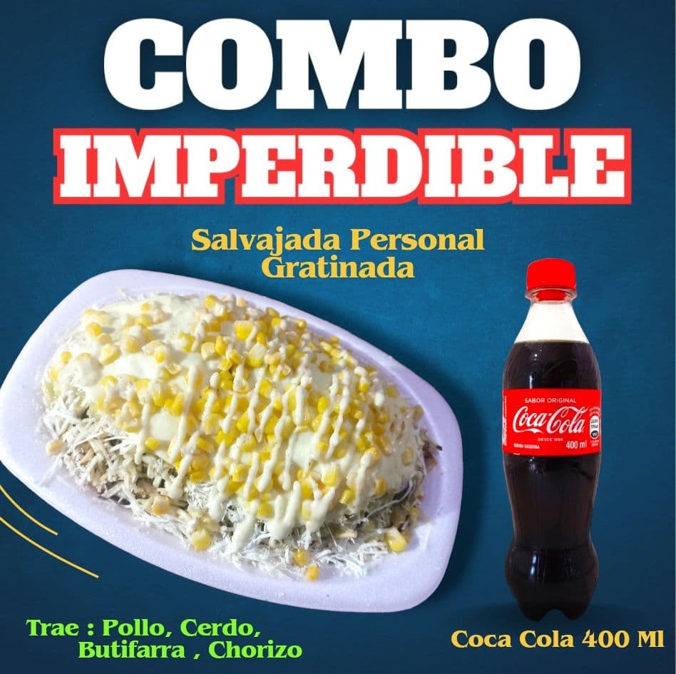 Salvajada Personal Gratinada  + Coca Cola 400 Ml