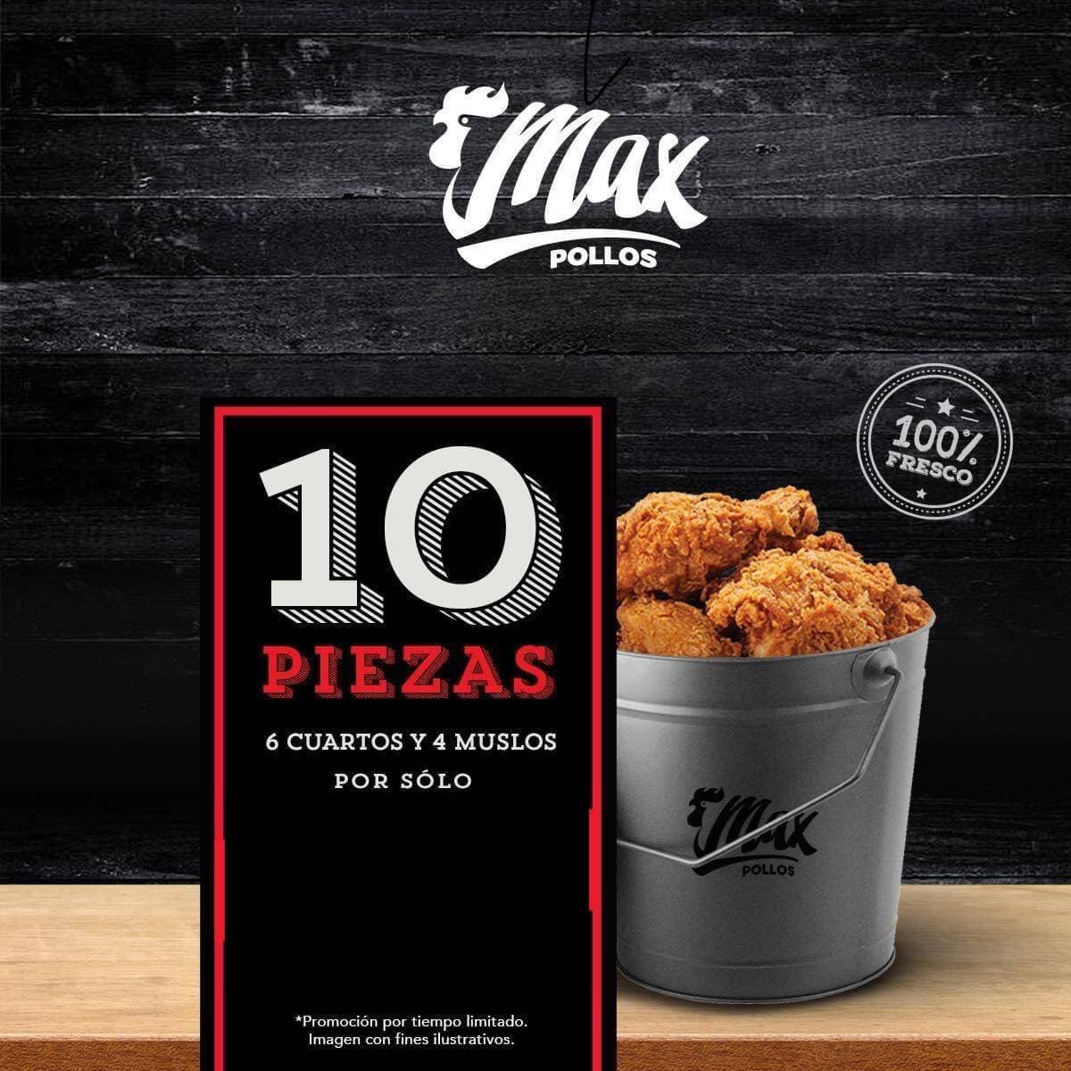 10 Max ( 10 Piezas + 2 papas Grd + Bebida 3L)