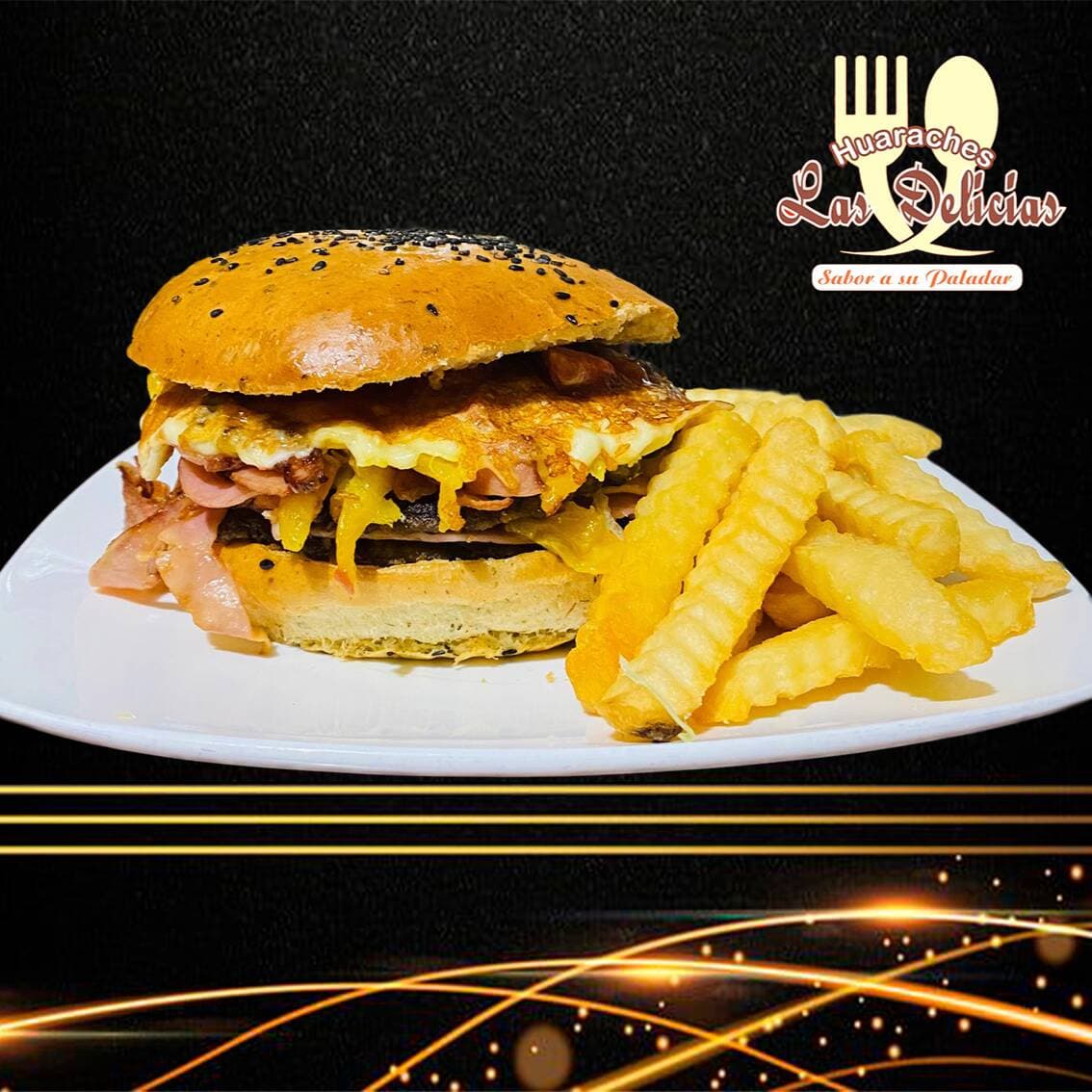 Hamburguesa especial hawaiana con papas