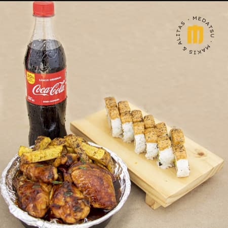 12 makis + 4 alitas + gaseosa 500 ml