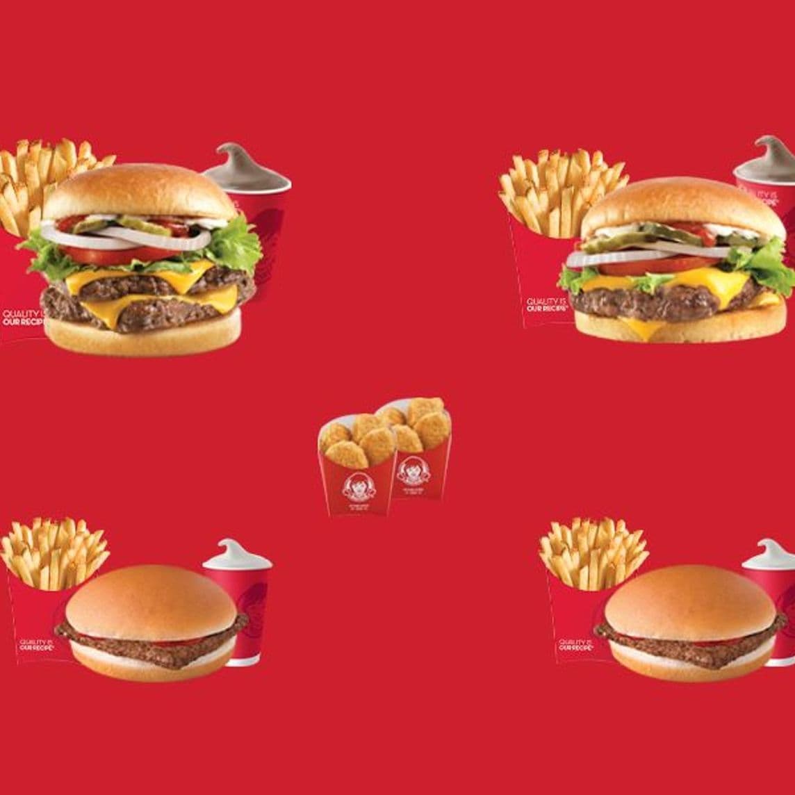 Paquete Familiar: 4 Hamburguesas, 4 Papas, 4 Postres, 2 Nuggets