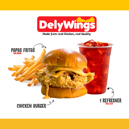Chicken Burger + Papas + Refresher