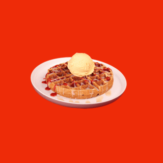 Waffle con Helado