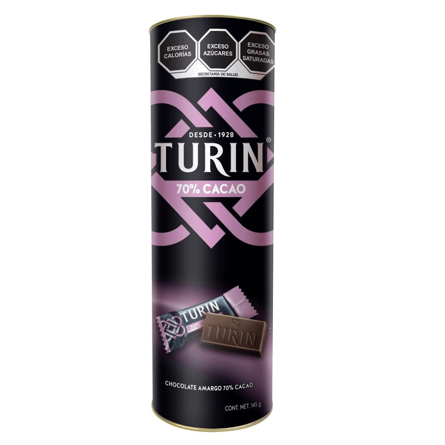 Turin Chocolate 70% Cacao Tubo 145 G