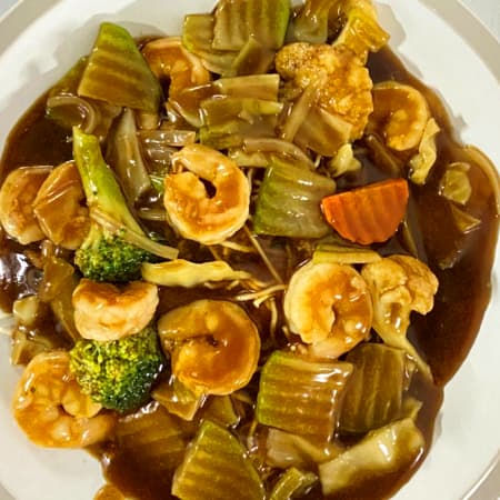 Chop Suey con Camarón en Salsa