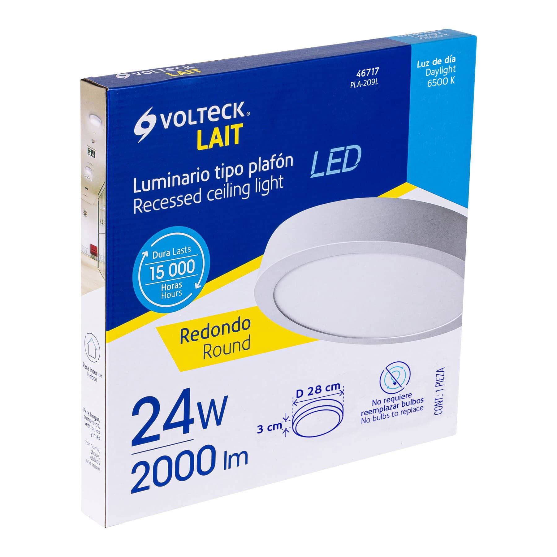 LUMINARIO LED PLAFON REDONDO BLANCO 24W