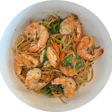 Dry Noodle con Camarón al Chef