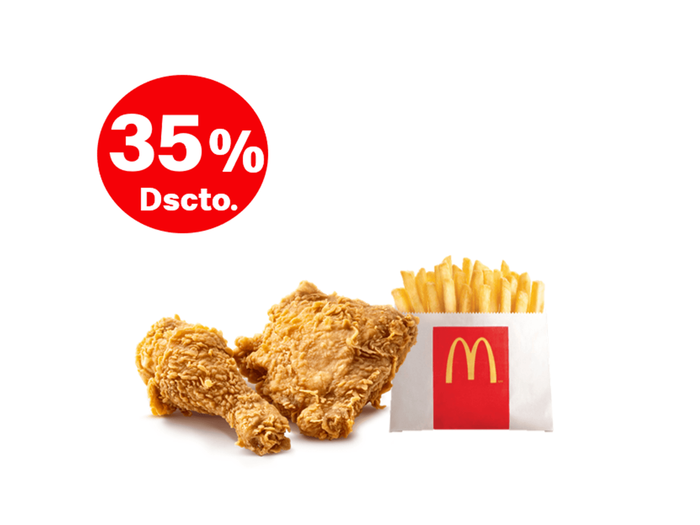 2 piezas de pollo con papas