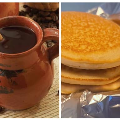 2 Hot Cakes y Café de cafetera
