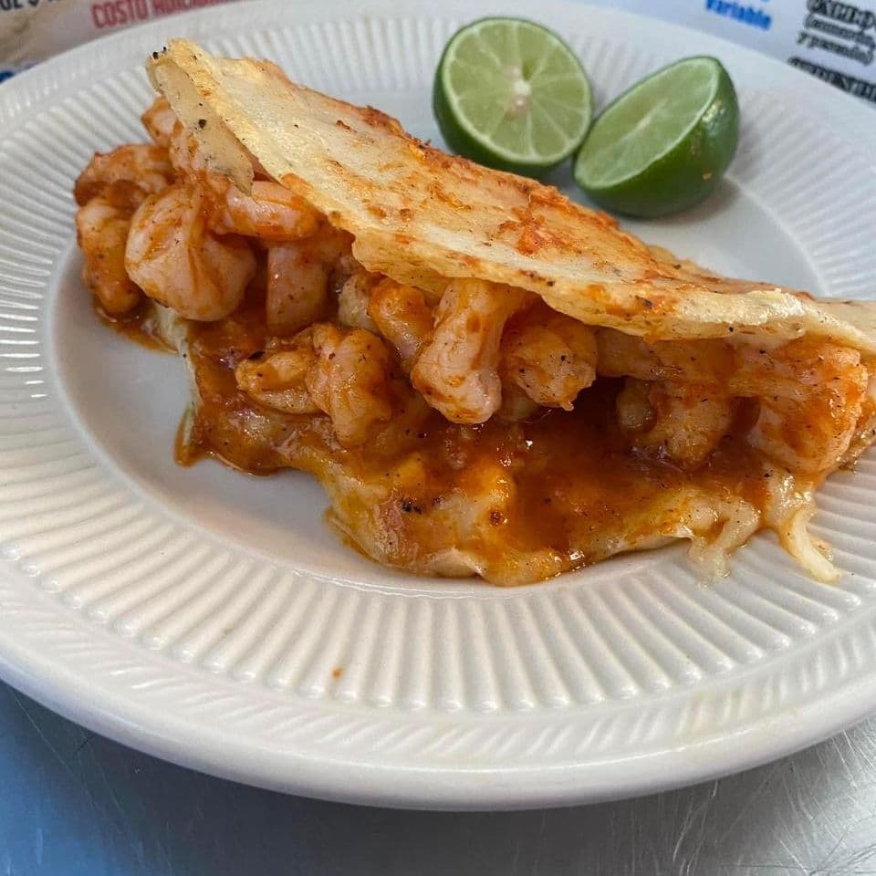 Taco Camarón Enchilado con Queso