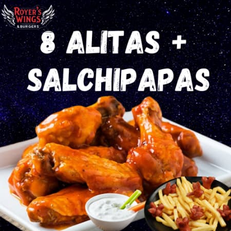 8 Alitas y Salchipapas