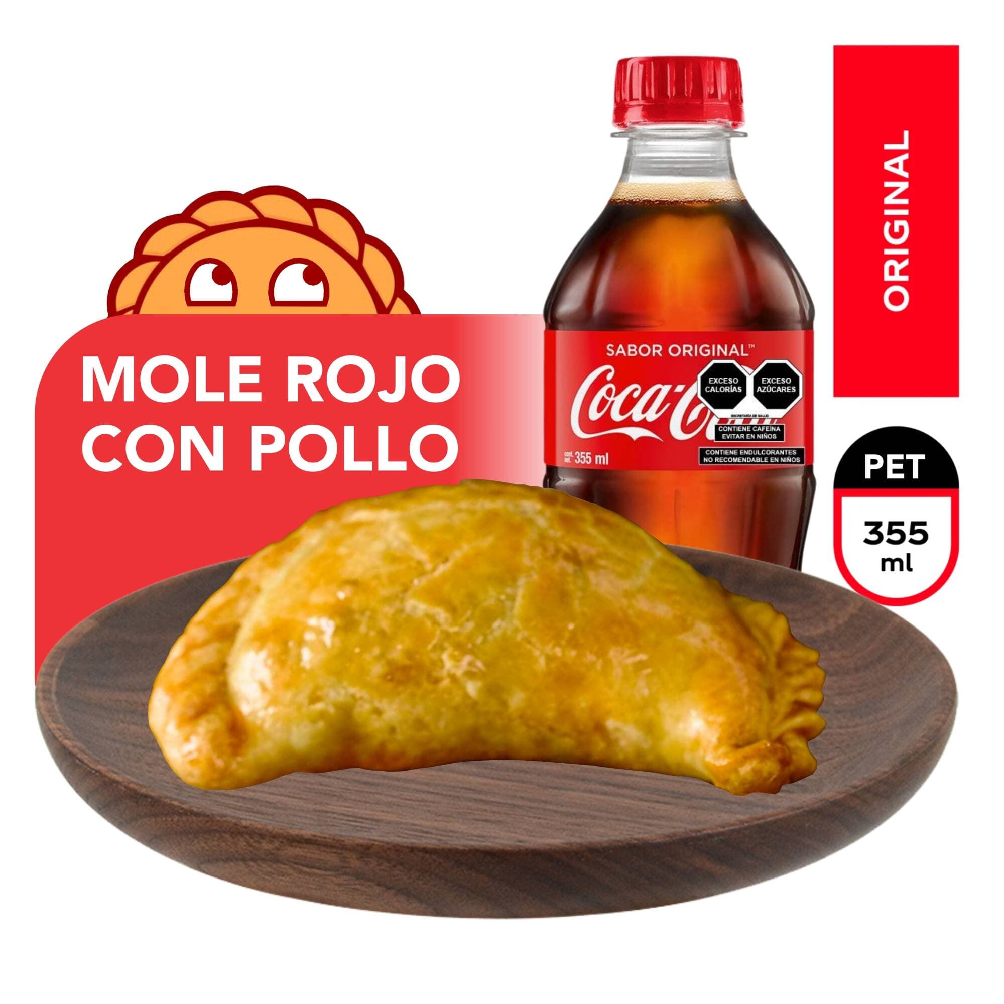 Combo Empanada Mole Rojo Pollo + COCA-COLA 355ml