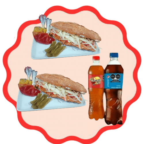 2 Lonches de Pierna mas 2 Refrescos