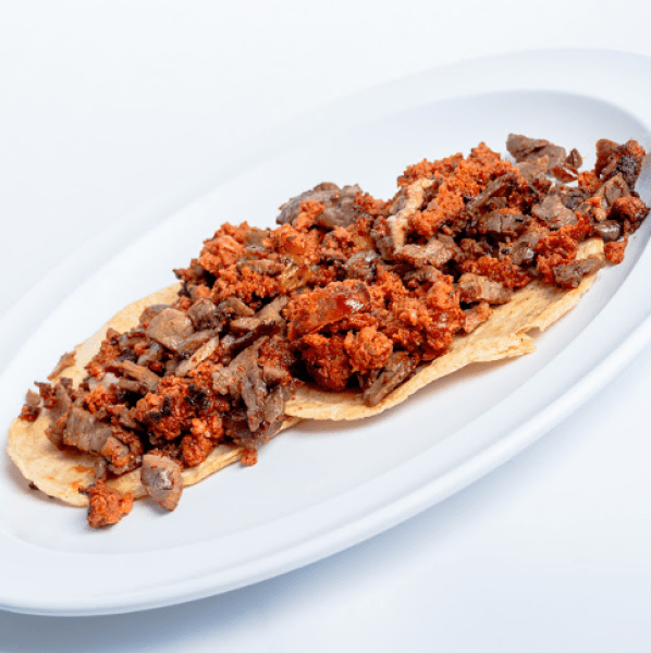 CECINA C/CHORIZO  (2)TACOS 160grs