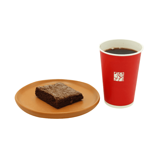 CAFÉ DEL DÍA (16 OZ) + BROWNIE