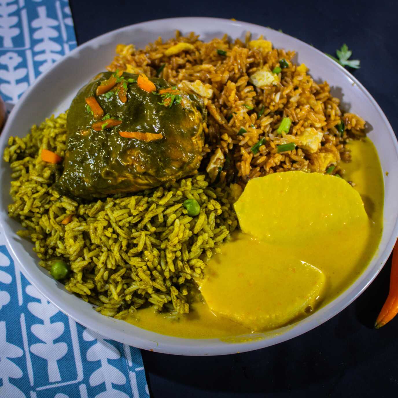 Arroz con Pollo + Chaufa + Papa a la Huancaína