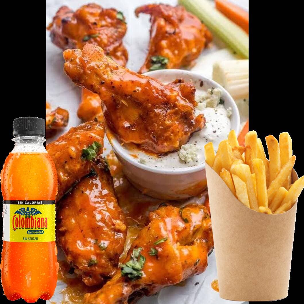 Alitas BBQ Miel X8 más Gaseosa 250 Ml.