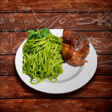 Tallarines Verdes con 1/4 Pollo