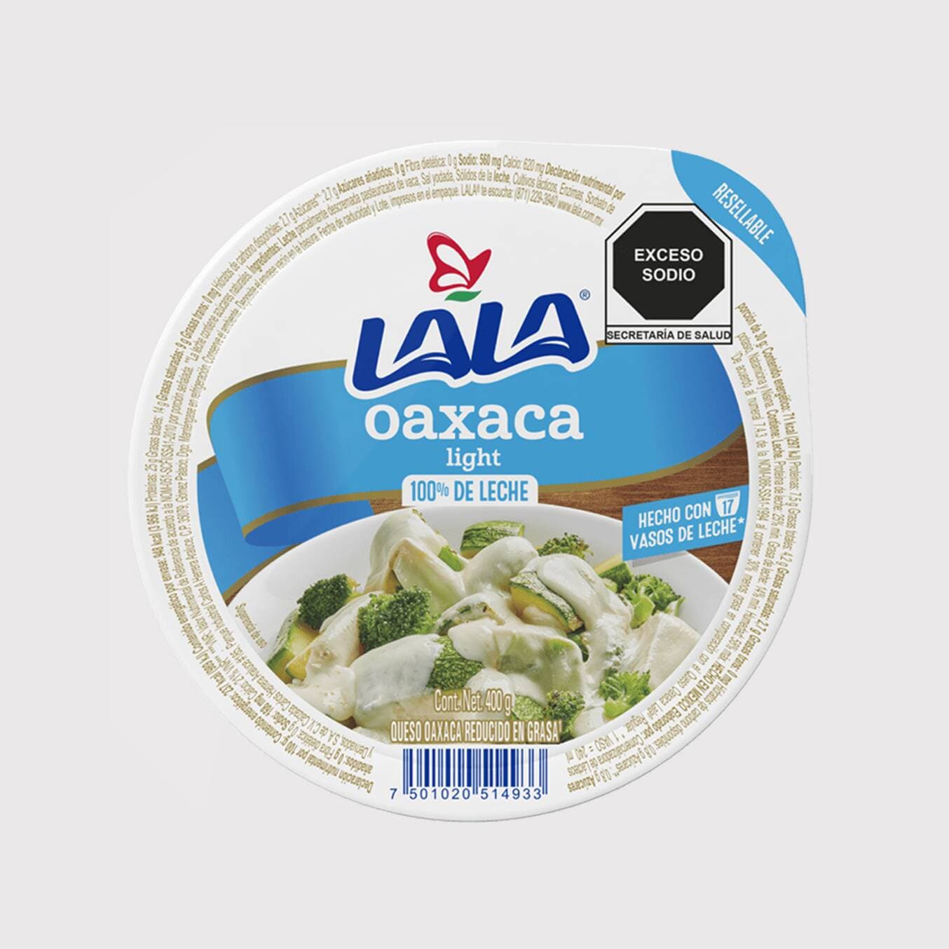 Queso Oaxaca Lala Reducido en Grasas 400 gr