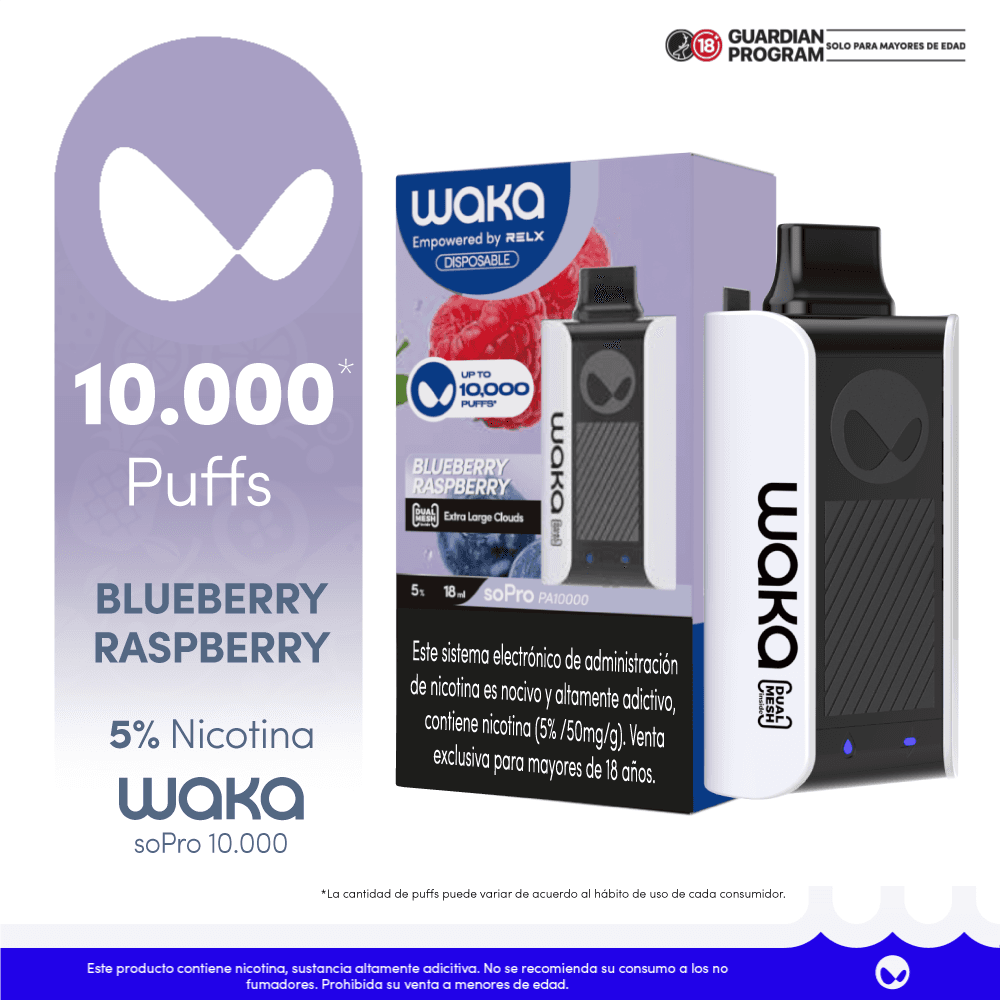 WAKA Vape SoPro 10.000 Blueberry Raspberry 5% 1...