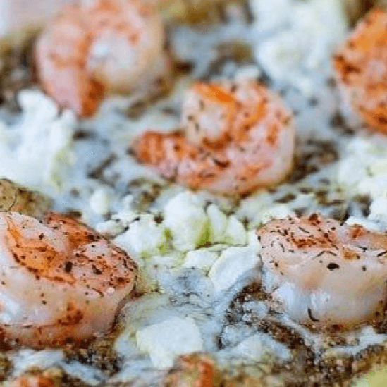 Pizza Camarones con Pesto