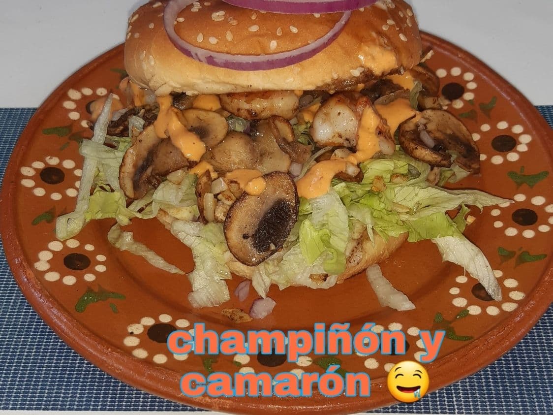 Hamburguesa de Champiñones/Camarón