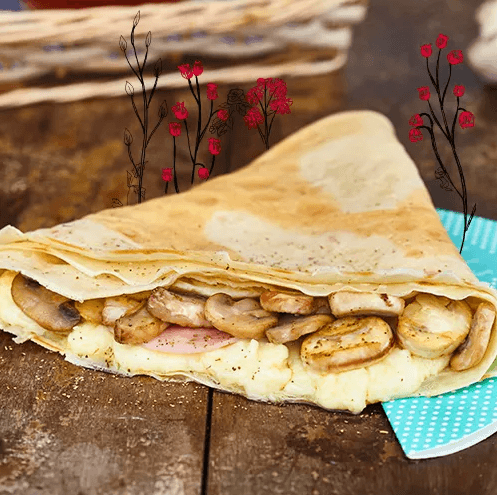 Crepe Jamón, Queso y Champiñones