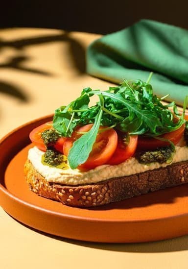 Tostada hummus con jitomate