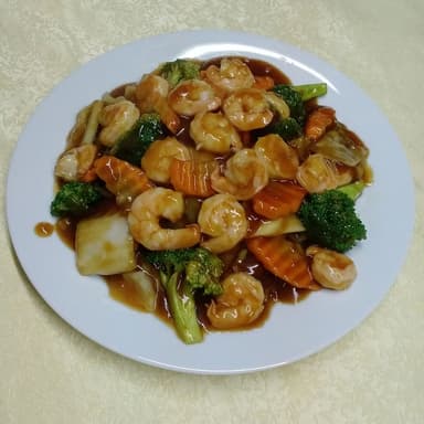 Chop Suey con Camarones Medianos en Salsa