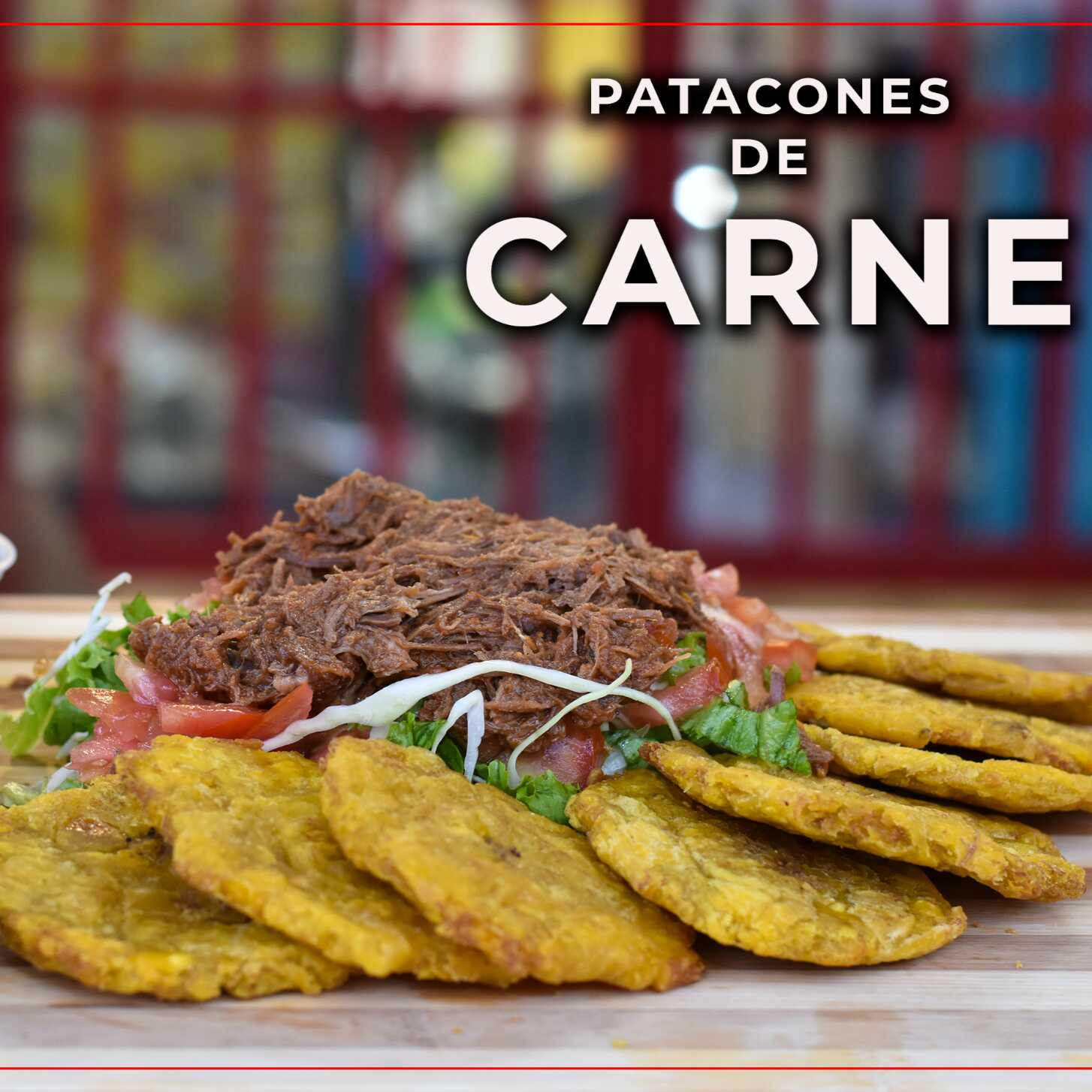 Patacones con Carne Mechada de Res