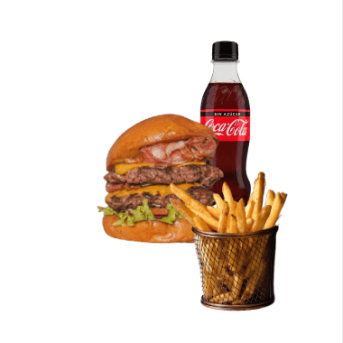 Hamburguesa Doble + papas + Mr Tea