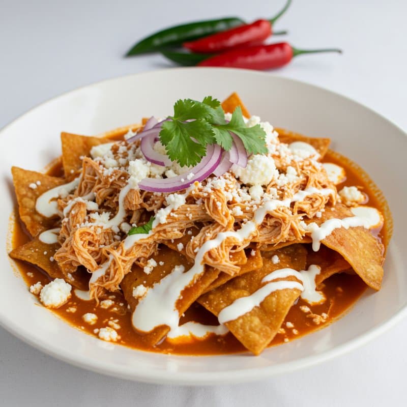 Chilaquiles Rojos con Pollo
