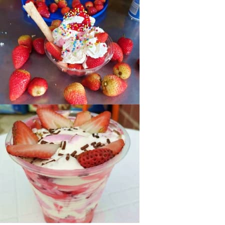 Fresas con Helado y Crema!