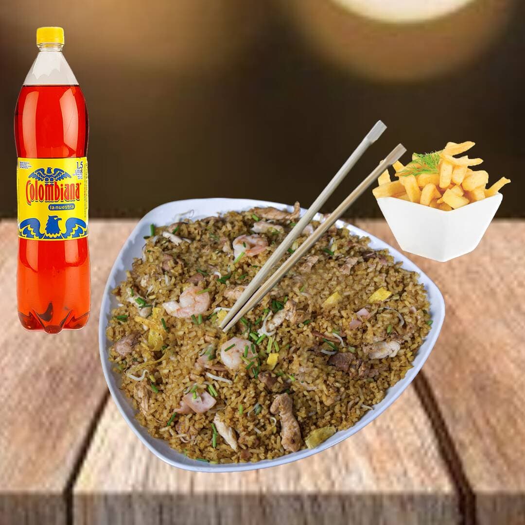 Combo Grande Arroz Mixto + Papas + Gaseosa