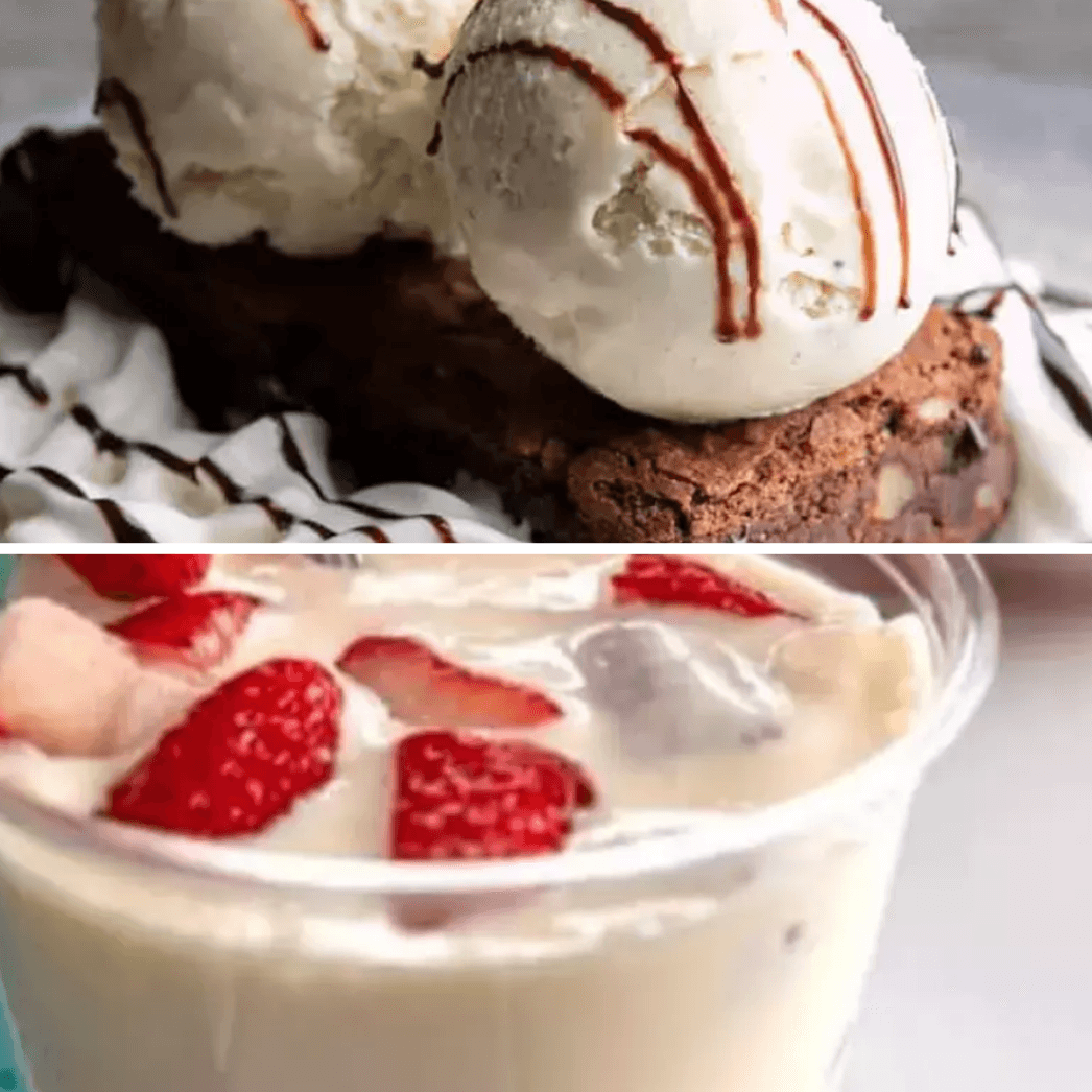 Dos Brownie con helado+Fresas con crema