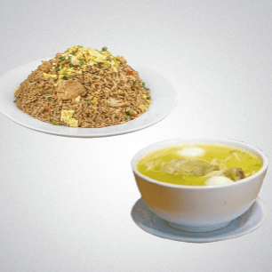 Chaufa de Pollo y Caldo de Gallina sin Presa