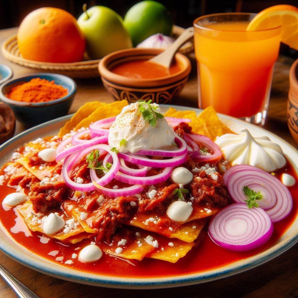 Chilaquiles Medianos con Agua del Dia (Fresca)