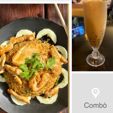 Arroz Curry Frito Pollo + Bubble Te Negro 500ml