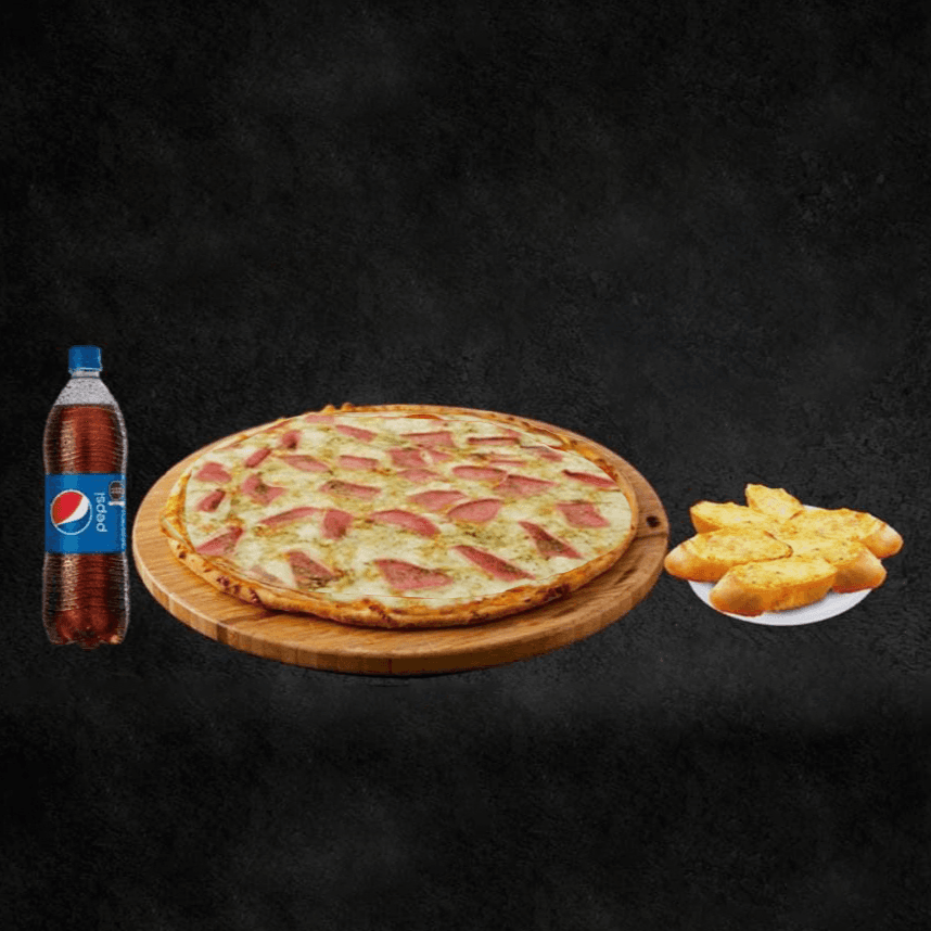 PIZZA AMERICANA GRANDE+PAN AL AJO+PEPSI 1L