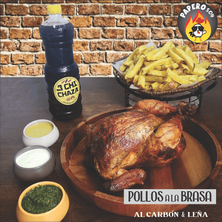1 Pollo + Papas + Cremas + Bebida