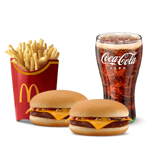 2 Hamburguesas con Queso + Papas Grandes + Coca-Cola Zero Grande