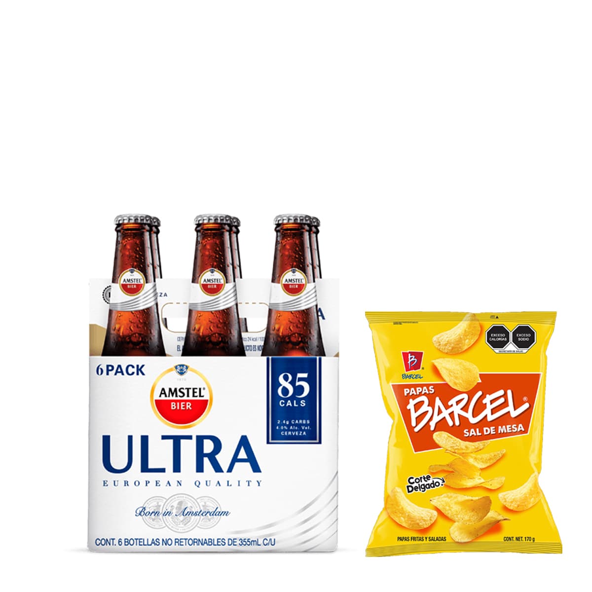 Combo Amstel Ultra Cerveza Botella Six Pack 355 ml