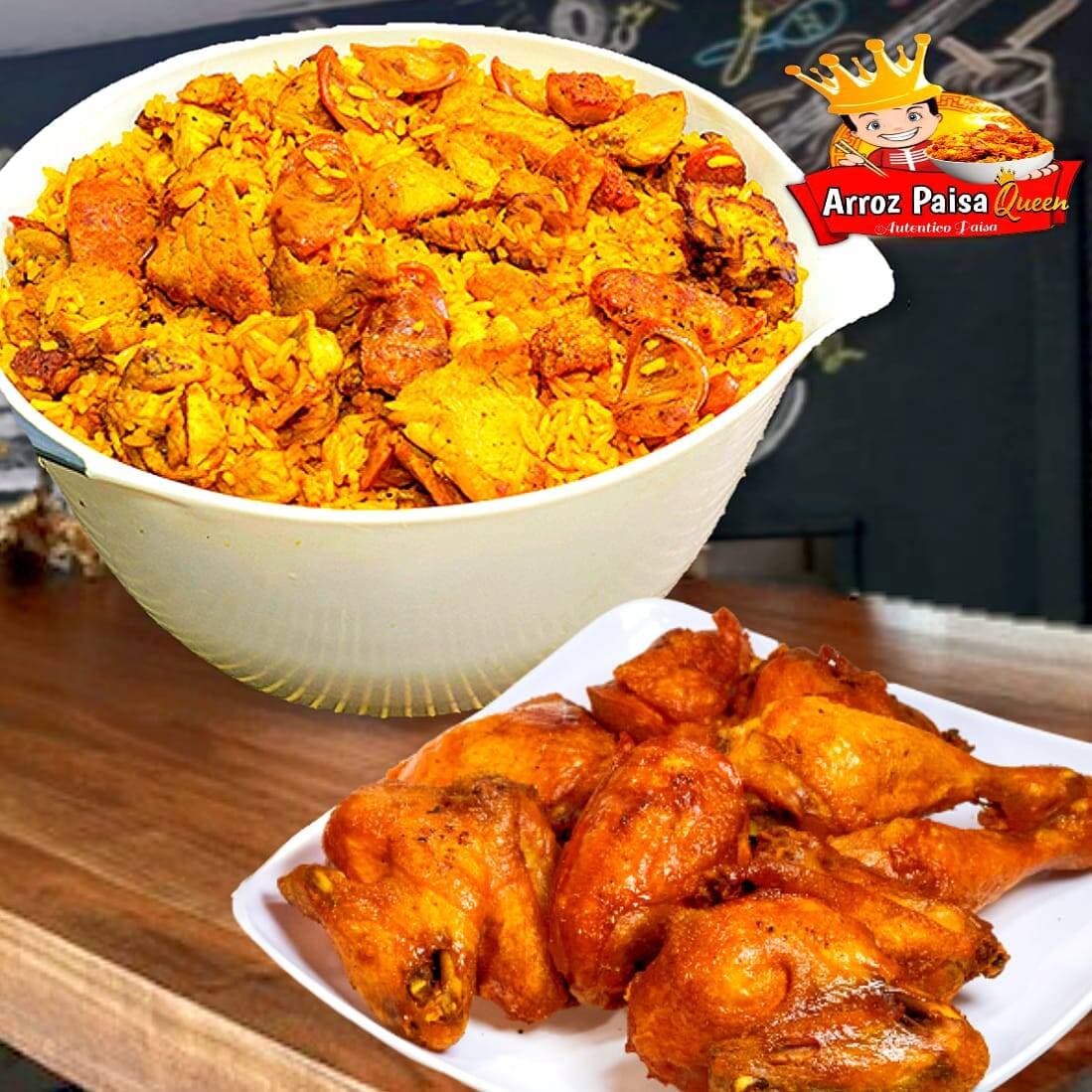 Medio Pollo Frito + Arroz Paisa(3-4 Personas)