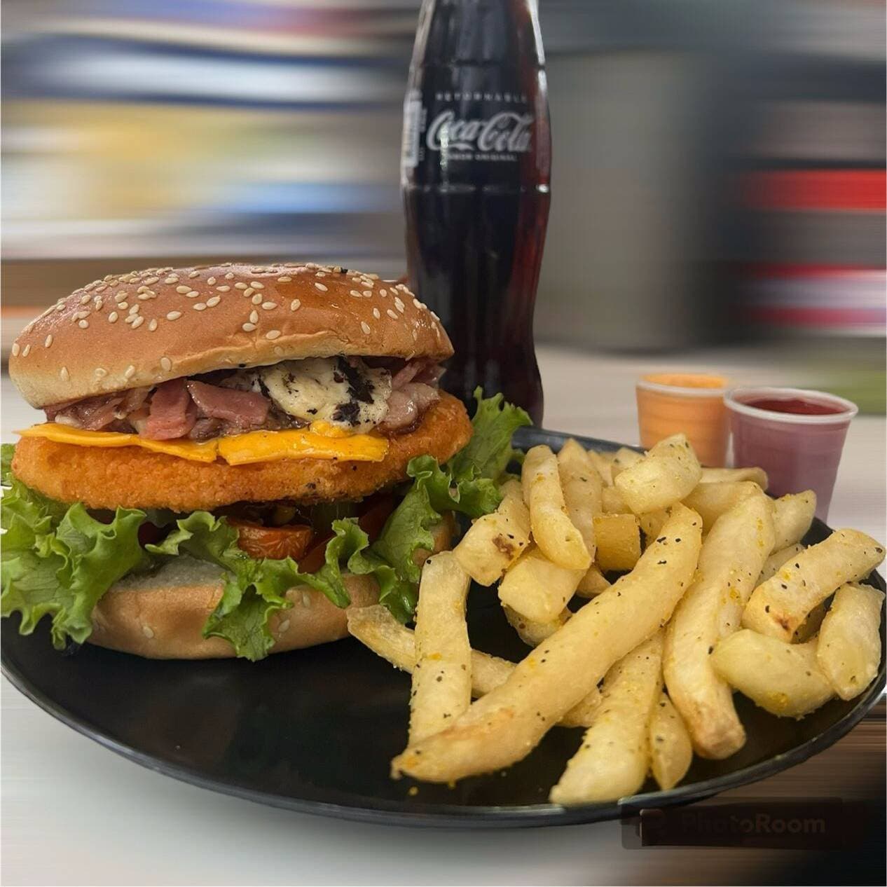 Hamburguesa de Pollo con Papas