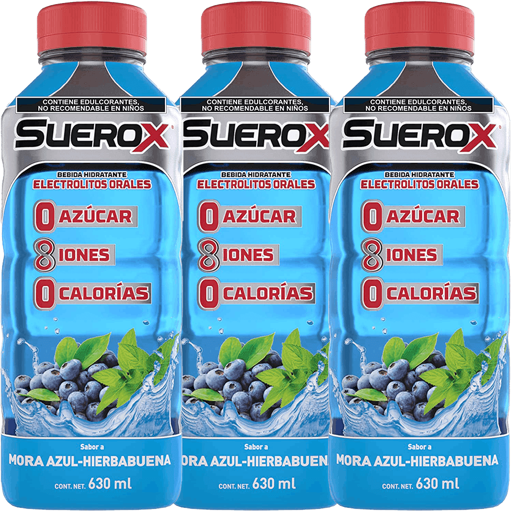 3 Suerox Mora Azul con Hierbabuena 630ml