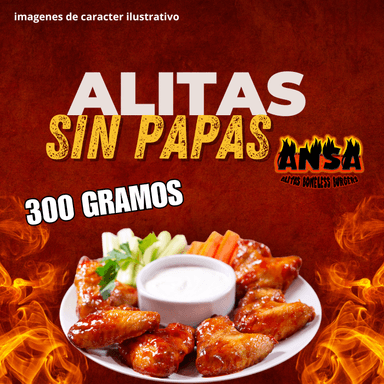 300 GRAMOS DE ALITAS SIN PAPAS