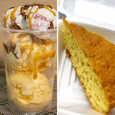 Torta vainilla+ Vaso con helado