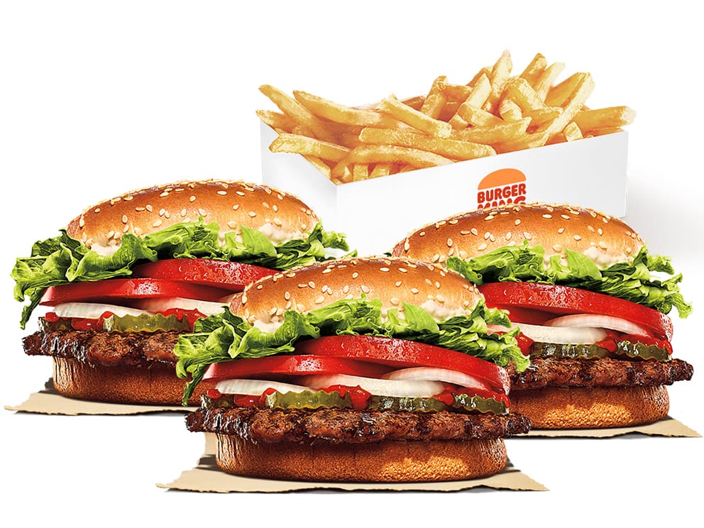 El Rey WHOPPER® Para 3 + Papa Familiar